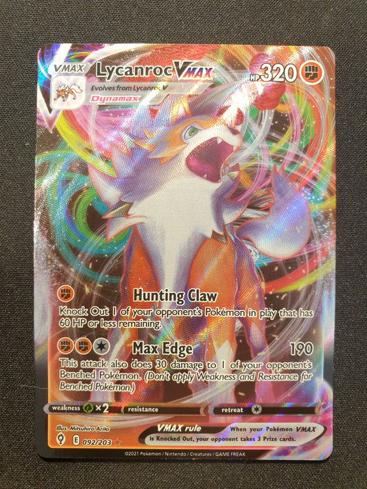 Lycanroc VMAX 092/203 (Mint Condition) - Evolving Skies - TCG Trainers