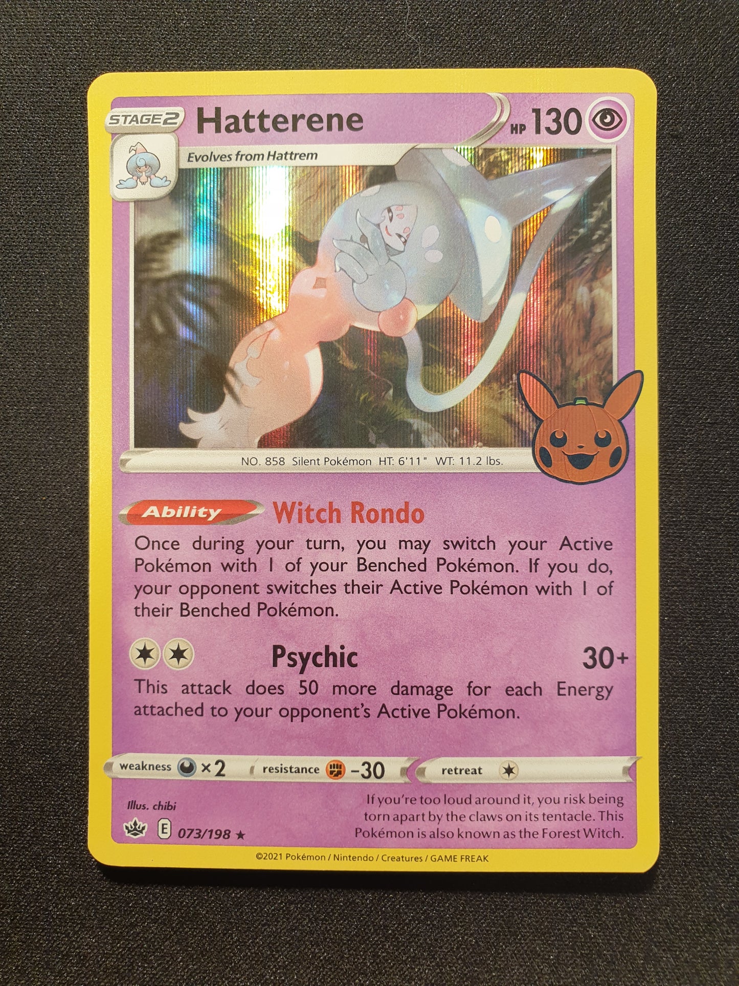 Holo Hatterene 073/198 Trick or Trade Halloween (Mint Condition) - TCG Trainers