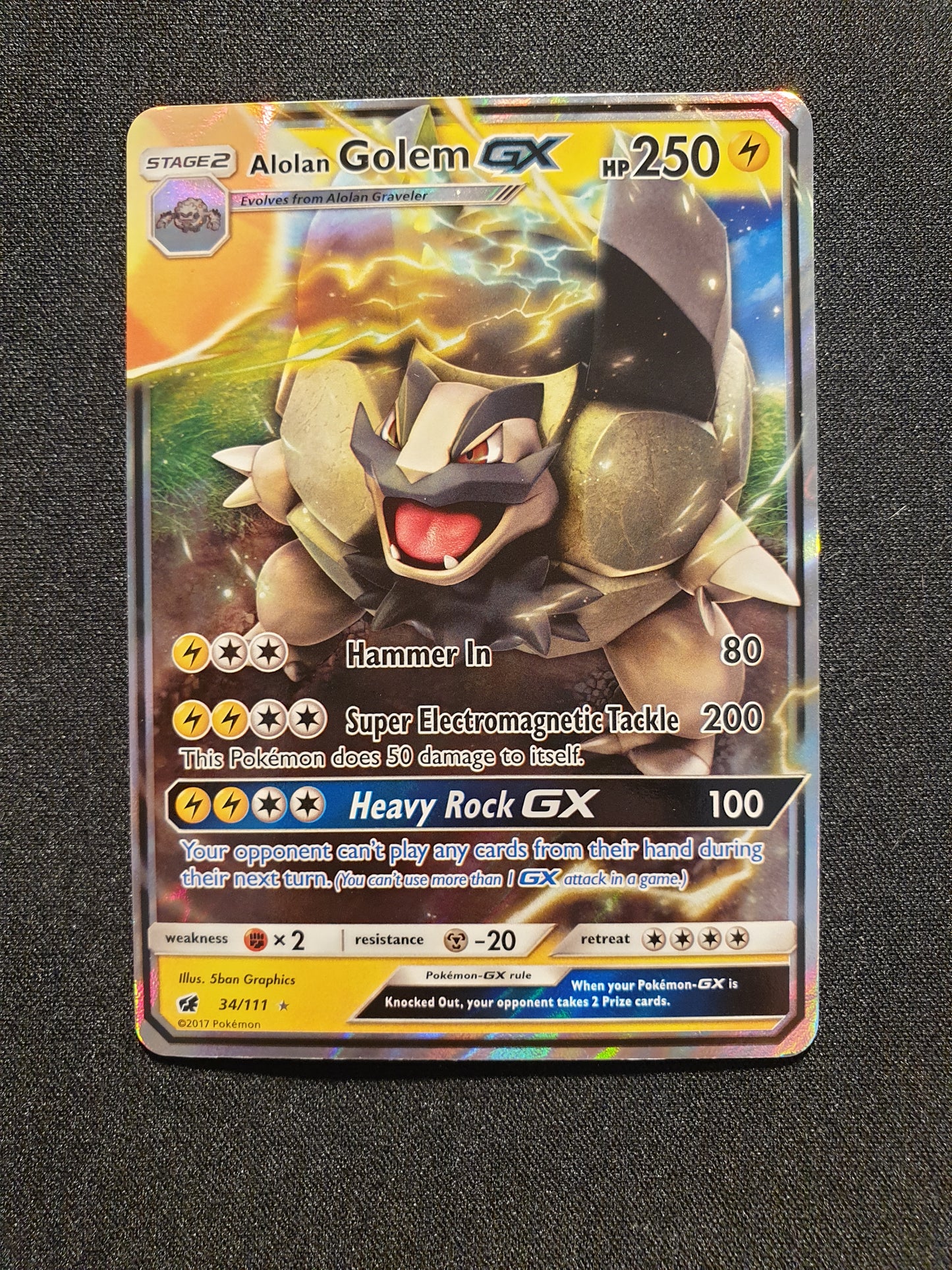 Alolan Golem GX 34/111 (Mint Condition) - Crimson Invasion - TCG Trainers